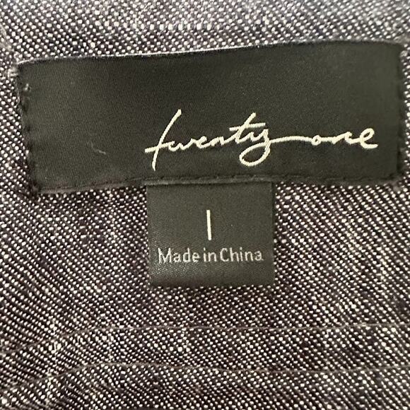 Twenty One Womens Large Pants LINEN Blue Wide Leg Coastal Sustainable Lagenlook - Picture 6 of 8